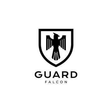 Falcon with shield logo design vector Illustrazione stock
