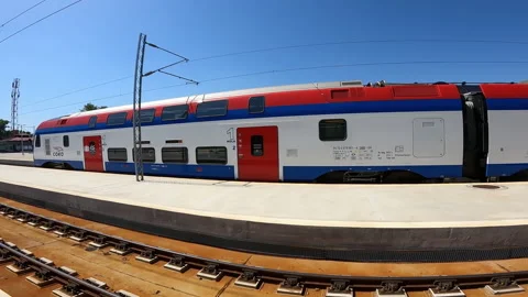 The Falcon train or Soko in Serbian, standing at train   station in Belgrade. 動画素材 222999644