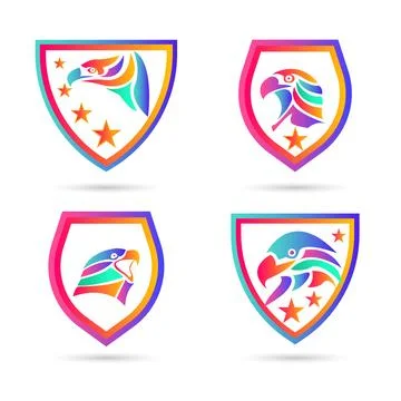 Falcon,eagle logo icon vector illustration design. Gradient Color Illustrazione stock