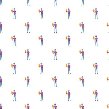 Falconer holding a hawk seamless pattern wrapping paper Stock Illustration