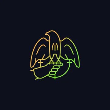 Falconry hunting gradient vector icon for dark theme Stock Illustration