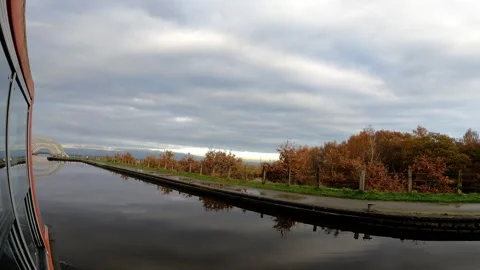 Falkirk Wheel Boat Ride Experience Cruising Towards the Lift at the Top Stock Footage 332289384