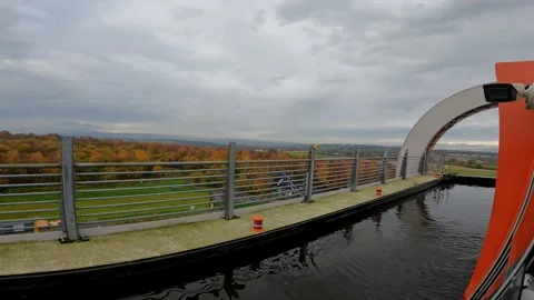 Falkirk Wheel Boat Ride View from Top of Lift Stock Footage 332291240