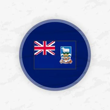 Falkland Islander Flag in a Circular Emblem Design, Abstract Round Sticker .. Stock Illustration