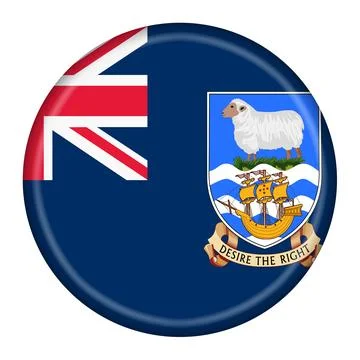 Falkland Islands flag button 3d illustration with clipping path Stock Illustration