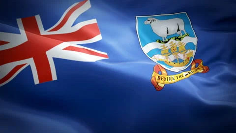 Falkland Islands flag Motion Loop video waving in wind. Argentina Falkland Stock Footage 126946321