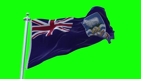 Falkland Islands Flag Waving in Loopable and Textured green screen background Stock Footage 296876651