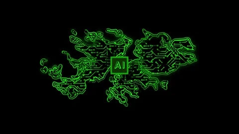 Falkland Islands Map AI Chipset Technology Opener Video stock 337082532