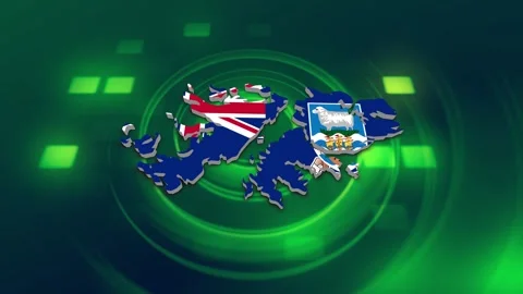 Falkland Islands Map and Flag Background Stock Footage 344278684