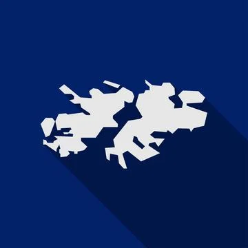 Falkland Islands map on blue background with long shadow Stock Illustration