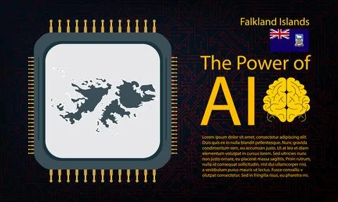 Falkland Islands map with microchip war and AI concept on circuit board, Po.. イラスト素材