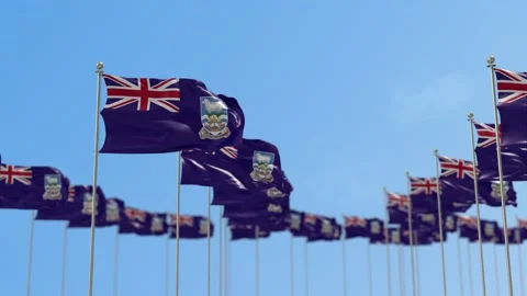 Falkland Islands Row Of Flags 3D Animation Stock-Footage 148667962