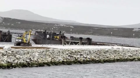The Falklands more concerned about the impact of oil than the Argentine attempt  Stock Footage 346095591