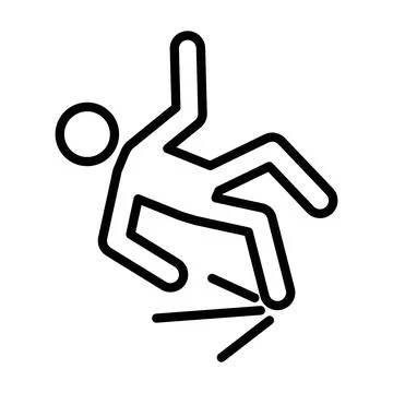 Fall accident icon linear logo mark in black and white Stock Illustration