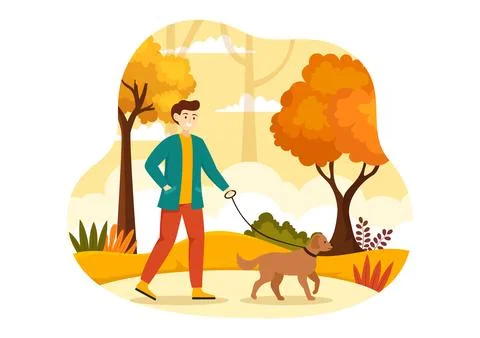 Fall Activity Vector Illustration with Activities like a People Rides a Bic.. Illustrazione stock