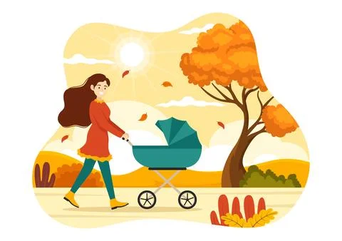 Fall Activity Vector Illustration with Activities like a People Rides a Bic.. Illustrazione stock