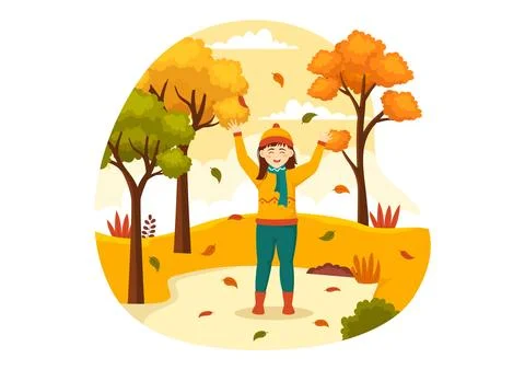 Fall Activity Vector Illustration with Activities like a People Rides a Bic.. Illustrazione stock