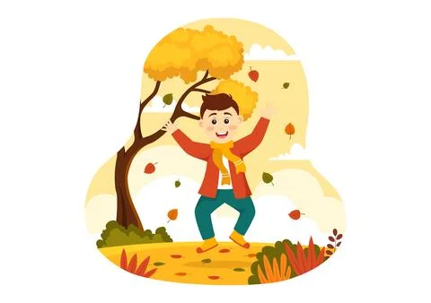 Fall Activity Vector Illustration with Activities like a People Rides a Bic.. Illustrazione stock