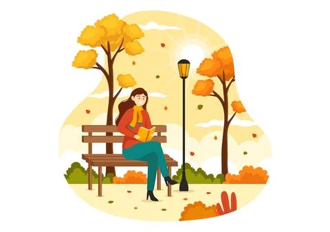 Fall Activity Vector Illustration with Activities like a People Rides a Bic.. Illustrazione stock