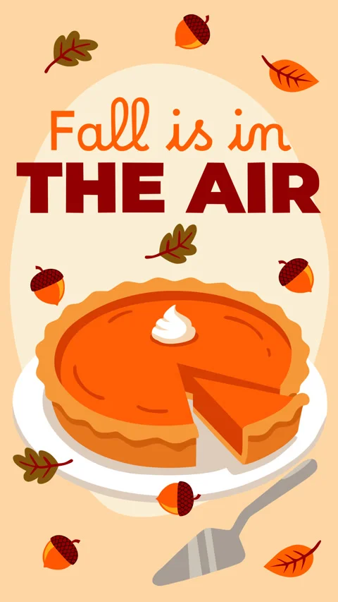 Fall Is in the Air Pumpkin Pie Autumn Dessert Background Loop Animation Stock Footage 340533438