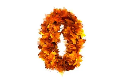 Fall  alphabet digit 0 Stock Illustration
