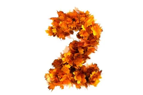 Fall  alphabet digit 2 Stock Illustration