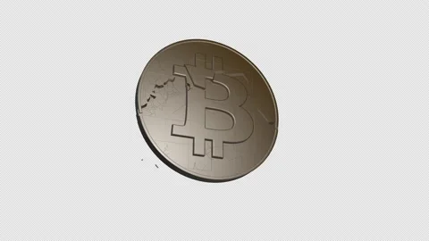 The fall and destruction of Bitcoin. Alpha channel with transparent background Stock Footage 154543027