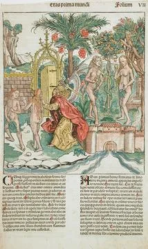 The Fall and Expulsion of Adam and Eve from Paradise. Michel Wolgemut (Germ.. Stock Illustration