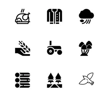 Fall autumn and its attributes. Set outline flat and filled icon EPS 10 vecto Stock Illustration