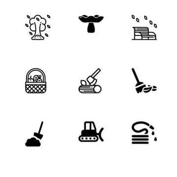 Fall autumn and its attributes. Set outline flat and filled icon EPS 10 vecto Stock-Illustration