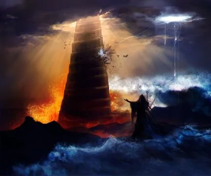 The fall of the Babylon. Stock Illustration