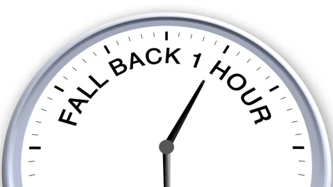 Fall Back 1 Hour Word Text on Clock Moving Fast for Time Concept on Stock Footage 284242428