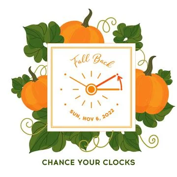 Fall Back 2022. Changing clocks to winter time, banner. Stock Illustration