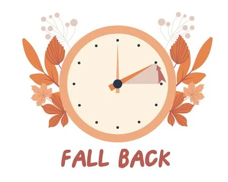 Fall back concept in flat style, change clock back one hour, Daylight Savin.. イラスト素材