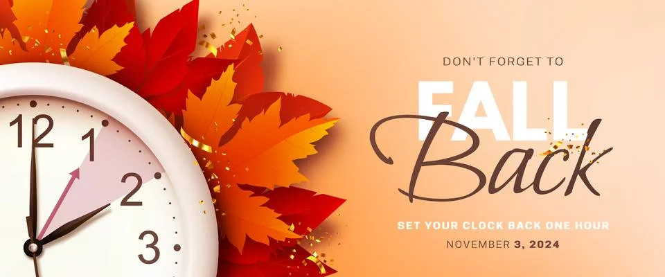 Fall Back. Daylight saving time ends banner Stock Illustration
