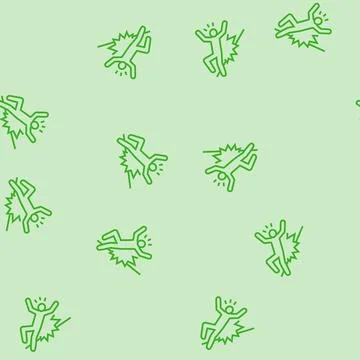 Fall back man accident line seamless pattern Stock Illustration