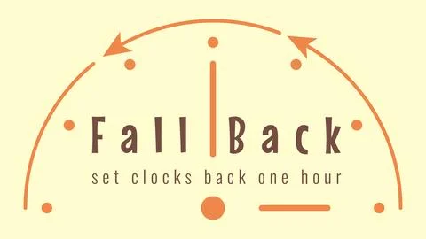 Fall back minimalist banner. Daylight saving time end background with simpl.. Stock Illustration