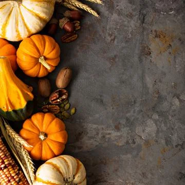 Fall background with pumpkins Stock Photos