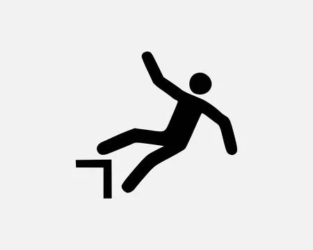 Fall Backwards Icon Person Falling Back Slip Accident Danger Icon Sign Vector Stock Illustration