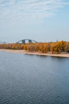 Fall beach of the river Foto stock