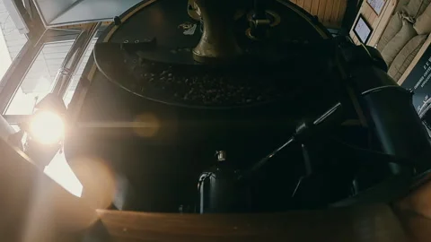 Fall Beans Coffee Machine Surprises: Roasting-Ready Beans Falling Out This Stock Footage 247734245