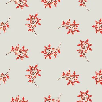 Fall beries branches pattern warm color cute seamless pattern. Autumn vibes Stock Illustration