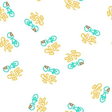 Fall bike man accident vector seamless pattern Stock Illustration