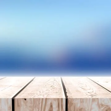 Fall blurred background with wooden table for your design. Stock Illustration