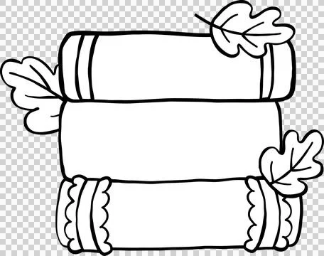 Fall Bookish Outline Stack of Books with Autumn Leaves Hand Drawn. Illustrazione stock