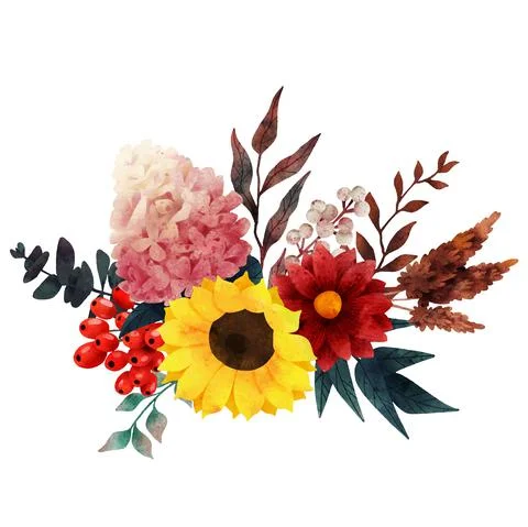 Fall bouquet, autumn art composition, vector art Stock Illustration