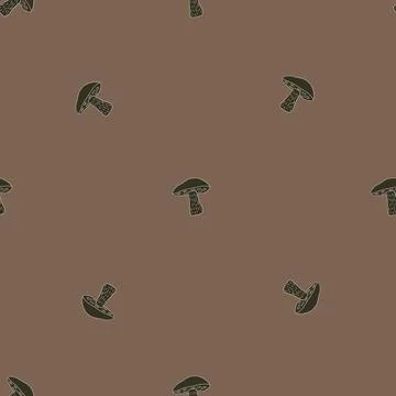 Fall brown tones seamless pattern with hand drawn Leccinum scabrum mushroom o Stock Illustration