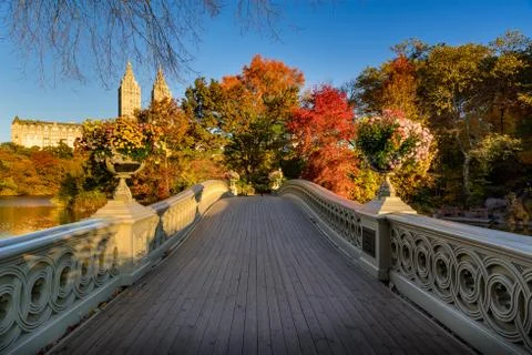 Fall in Central Park With the Bow Bridge, Upper West Side, New York City Stock Photos