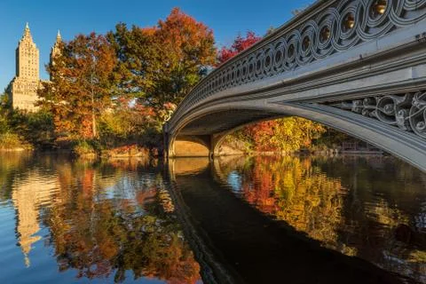 Fall in Central Park with the Bow Bridge, New York Stock Photos
