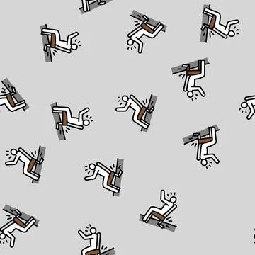 Fall chair man accident vector seamless pattern Stock Illustration